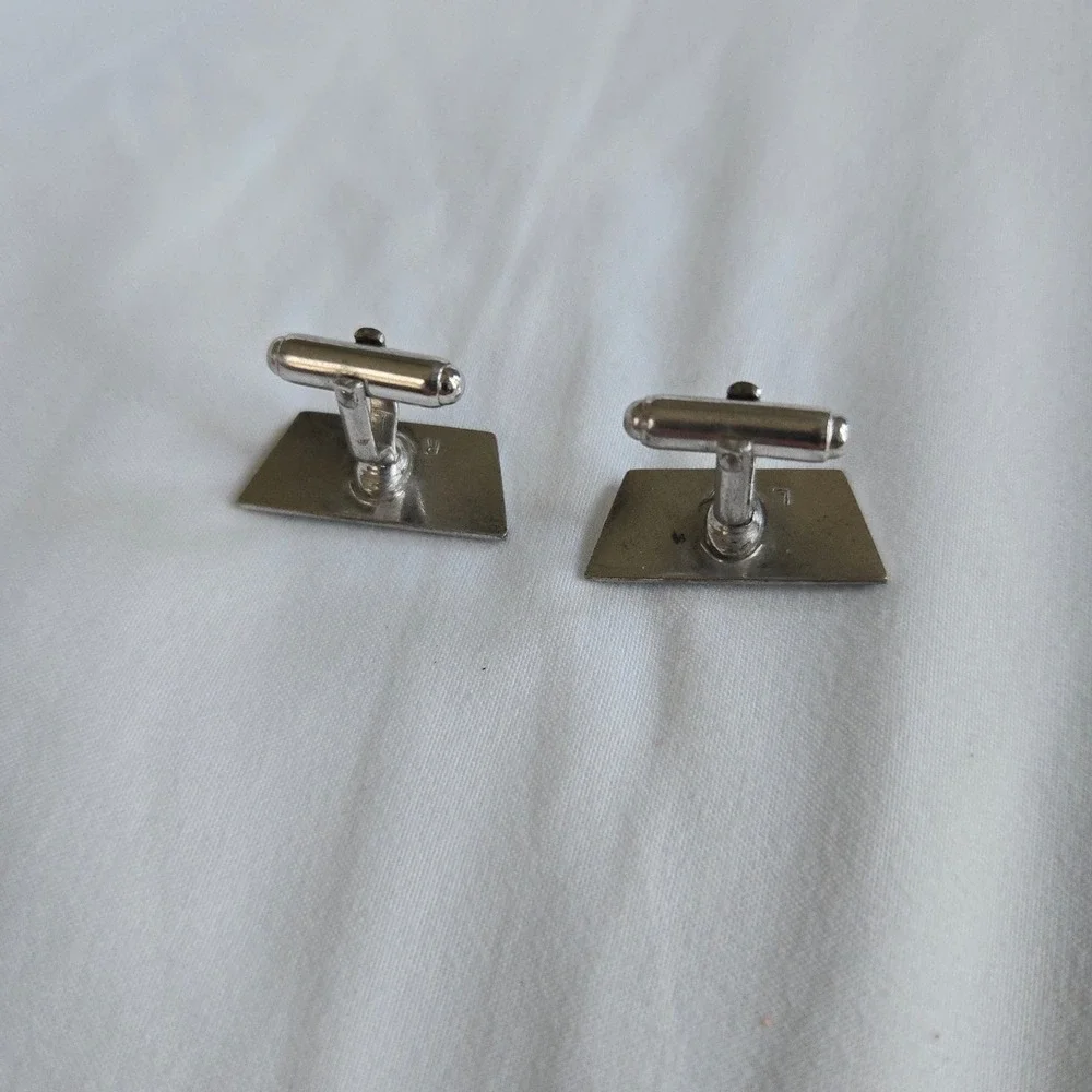 VTG Midcentury Goth Cufflinks Retro Formal Unbranded OS Mens Silver Black Scroll